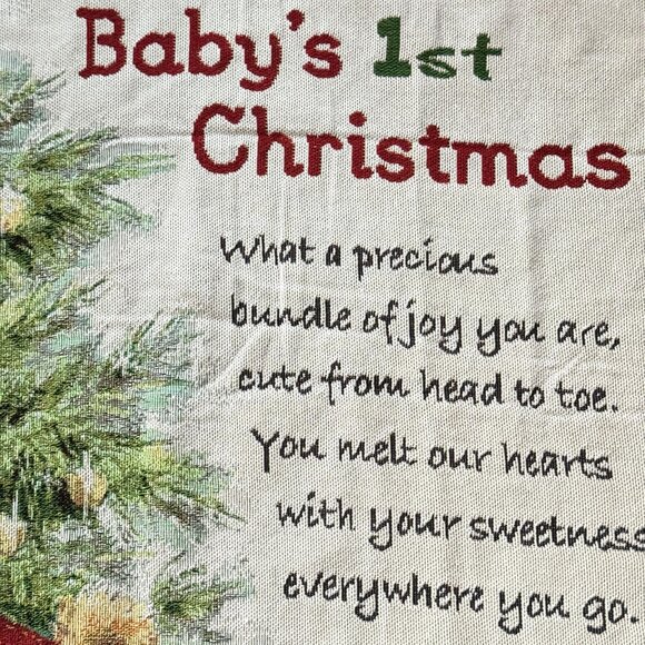 Babys 1st Christmas Throw Blanket 50 X 36 Collections Etc. Woven Teddy Bear - Picture 8 of 11